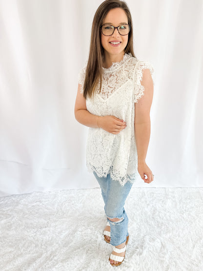 Stuck Like Glue Lace Top