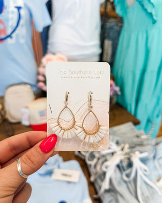 Textured Metal & Rhinestone Teardrop Earrings