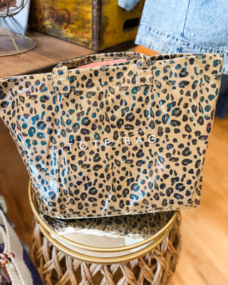 leopard pvc tote bag
