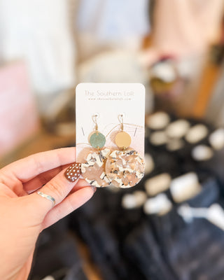 a multi color sandstone style earring with double round drop 