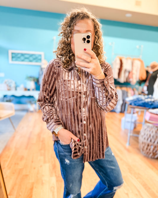 Velvet Ember Button Down Top