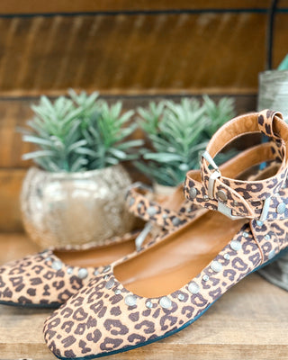 Walk on the Wild Side Studded Ankle Strap Flats