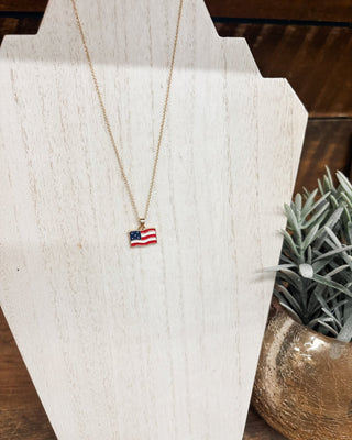 American Girl Enamel Flag Pendant Necklace - The Southern Loft