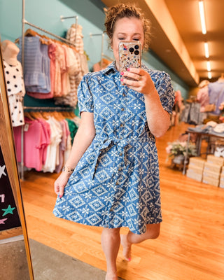 Bistro Cutie Embroidered Denim Dress - The Southern Loft