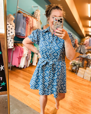 Bistro Cutie Embroidered Denim Dress - The Southern Loft