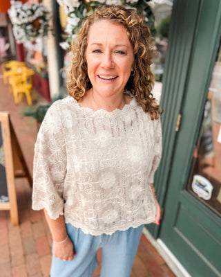 Bloom & Lace Floral Embroidered Knit Top - The Southern Loft