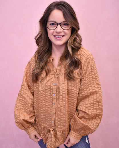 Bronze Skies Textured Button Up Top - The Southern Loft