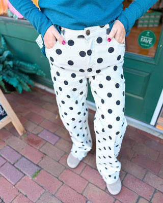 Cafe Polka Dot Wide Leg Jeans - The Southern Loft