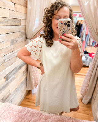 Call Me Yours Textured Lace Sleeve Dress - The Southern Loft