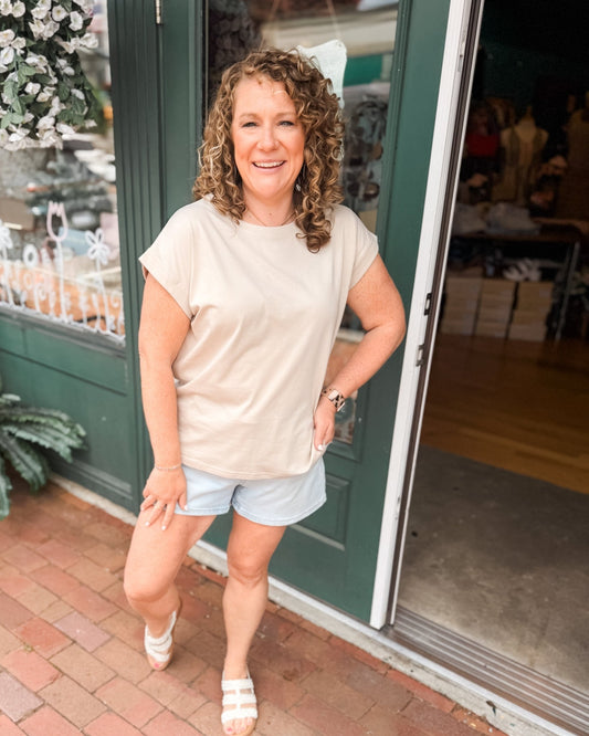 Calm & Centered Folded Sleeve Tee - The Southern Loft