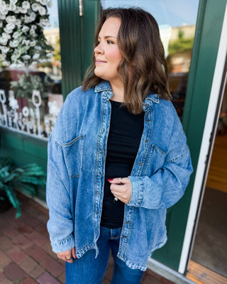 Chambray All Day Washed Button Down Long Sleeve Shirt - The Southern Loft