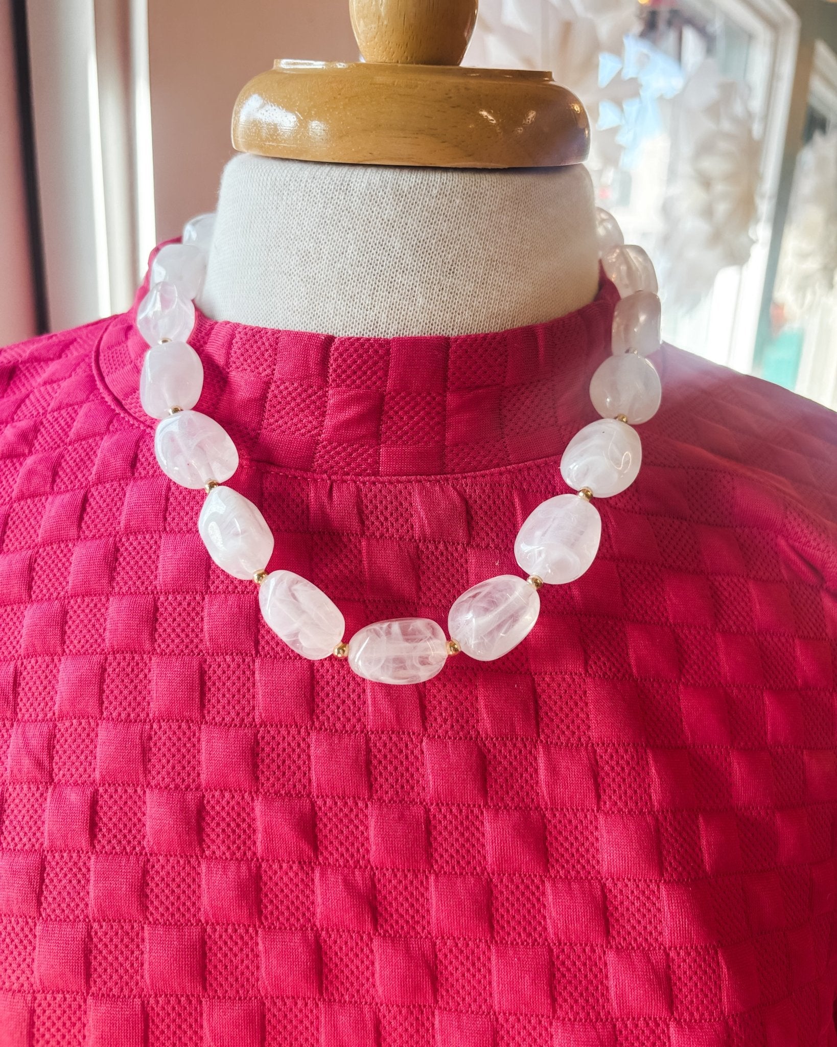 Chunky Marble Resin Beaded Necklace - The Southern Loft