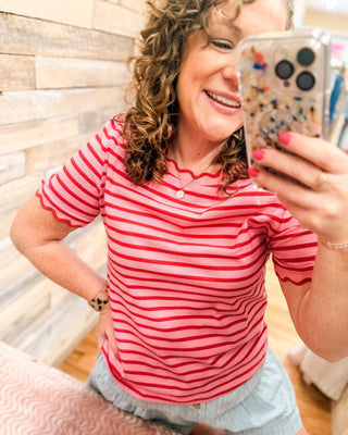 Classic Look Scallop Trim Tee - The Southern Loft