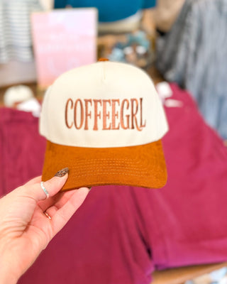 Coffee Girl Suede Two Tone Canvas Trucker Hat - The Southern Loft