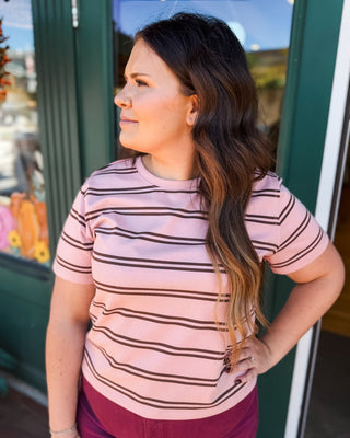 Coffee Run Cutie Striped Boxy Tee - The Southern Loft