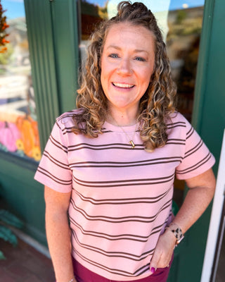 Coffee Run Cutie Striped Boxy Tee - The Southern Loft
