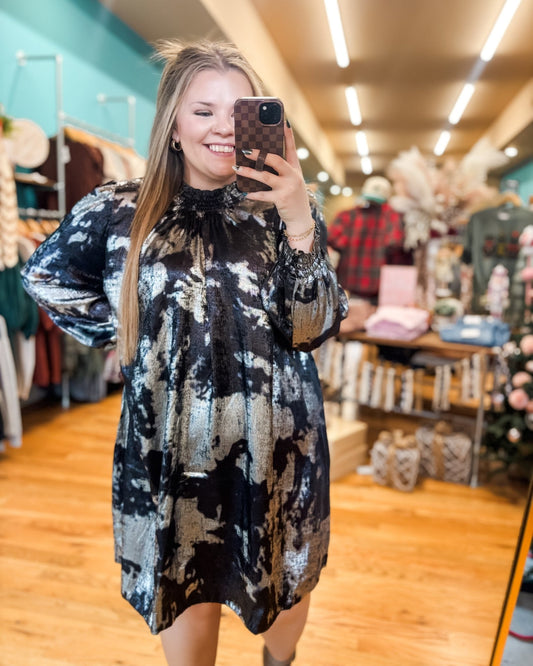 Curvy Midnight Velvet Glow Swing Dress - The Southern Loft