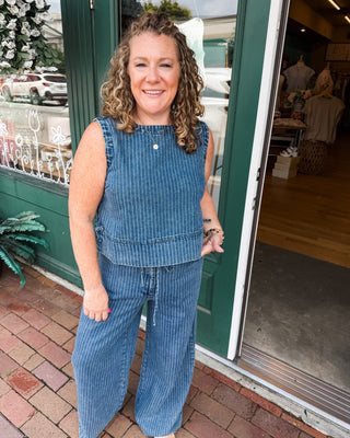 Denim Days Striped Washed Tie Strap Jeans - The Southern Loft