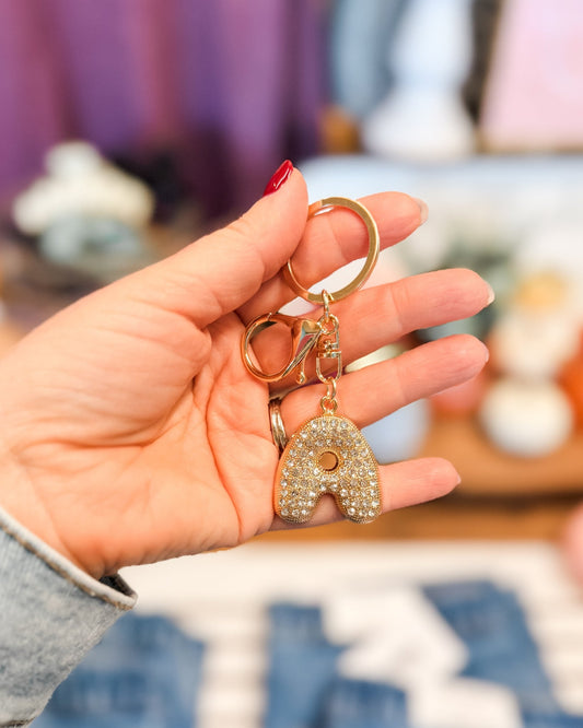 Diamond Initial Keychain Bag Charm - The Southern Loft