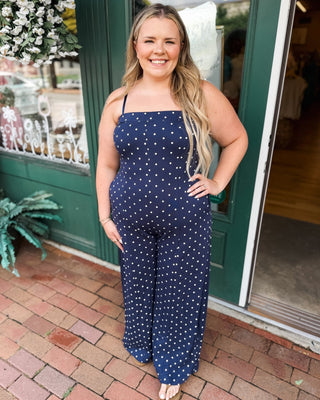 Dot the Occasion Wide Leg Jumpsuit - The Southern Loft