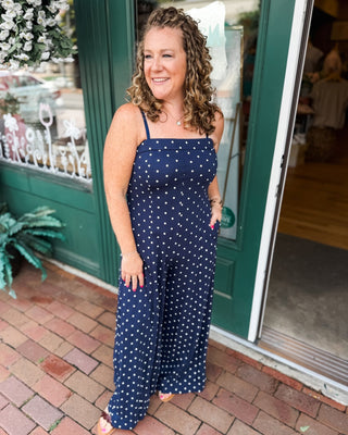 Dot the Occasion Wide Leg Jumpsuit - The Southern Loft