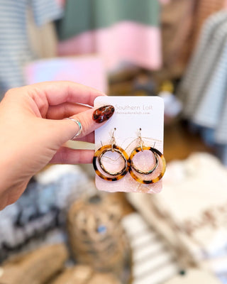 Double Take Layered Geo Acrylic & Gold Drop Earrings - The Southern Loft