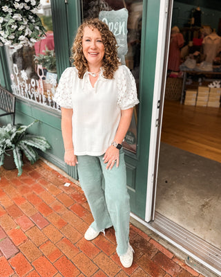 Evening Ease Heart Lace Sleeves Top - The Southern Loft