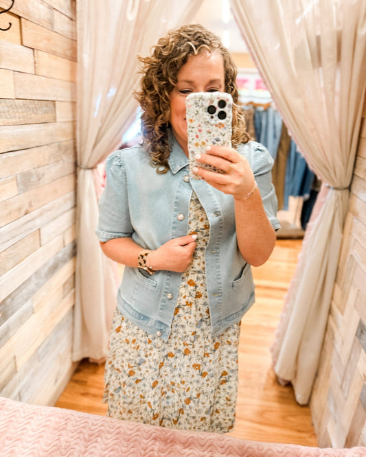 First Class Views Pearl Button Denim Top - The Southern Loft