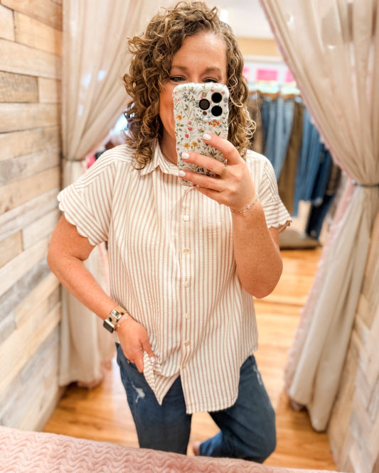First Impression Striped Button Down Top - The Southern Loft