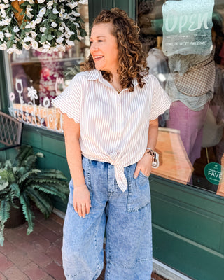 First Impression Striped Button Down Top - The Southern Loft