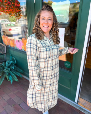 Front Porch Season Plaid Midi Shirt Dress - The Southern Loft