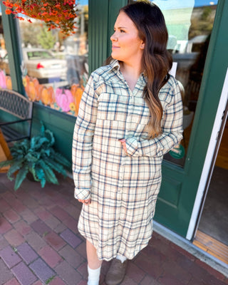 Front Porch Season Plaid Midi Shirt Dress - The Southern Loft