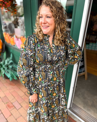 Gathered in Grace Floral Smocked Waist Midi Dress - The Southern Loft