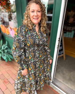 Gathered in Grace Floral Smocked Waist Midi Dress - The Southern Loft