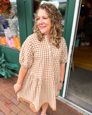 Gingham & Gatherings Ric Rac Trim Dress - The Southern Loft