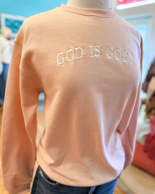 God Is Good Embroidered Pullover - The Southern Loft