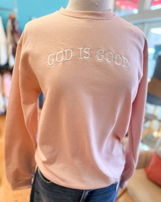 God Is Good Embroidered Pullover - The Southern Loft