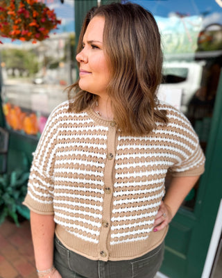 Golden Hour Short Sleeve Crochet Knit Cardigan - The Southern Loft