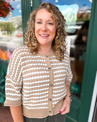 Golden Hour Short Sleeve Crochet Knit Cardigan - The Southern Loft