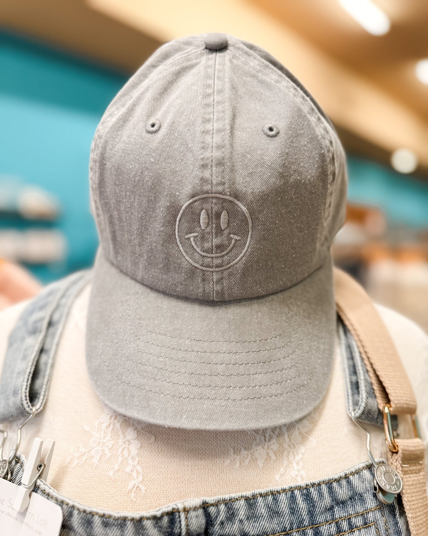 Happy Face Embroidered Cotton Hat - The Southern Loft