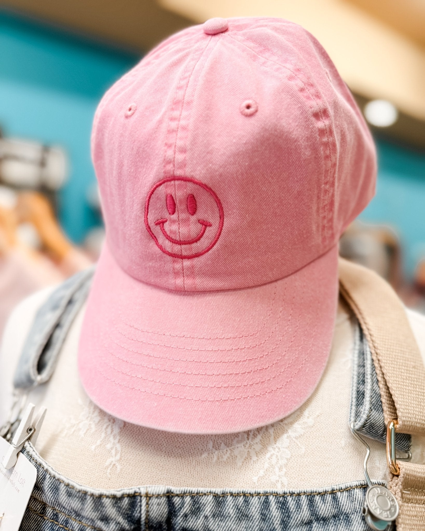 Happy Face Embroidered Cotton Hat - The Southern Loft