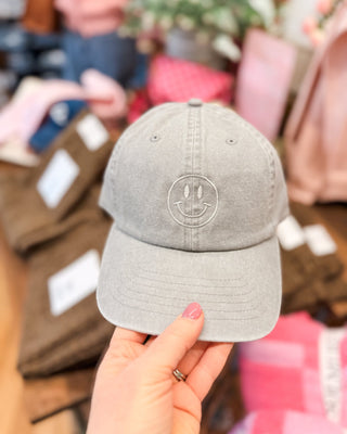 Happy Face Embroidered Cotton Hat - The Southern Loft