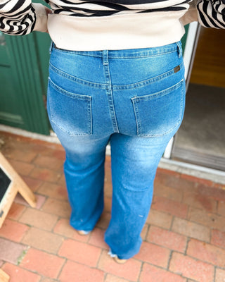 Heart of Pine Frayed Hem Straight Leg Jeans - The Southern Loft