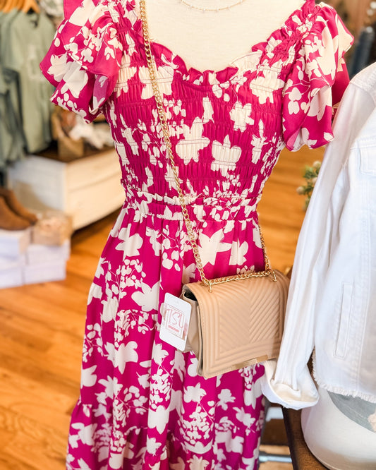 Joyful Smiles Flutter Sleeve Midi Dress - The Southern Loft