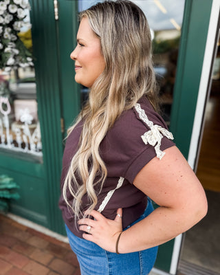 Lace It Easy Short Sleeve Sweatshirt - The Southern Loft