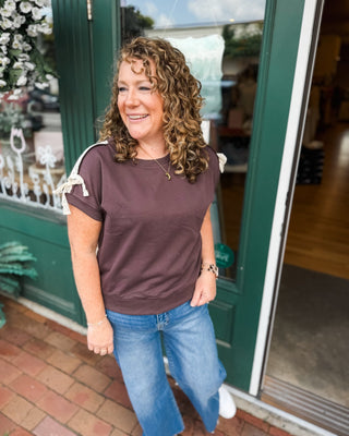Lace It Easy Short Sleeve Sweatshirt - The Southern Loft