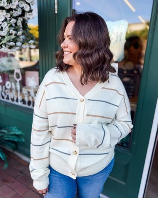 Latte Sippin' Striped Button Down Cardigan - The Southern Loft
