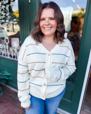 Latte Sippin' Striped Button Down Cardigan - The Southern Loft