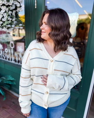 Latte Sippin' Striped Button Down Cardigan - The Southern Loft