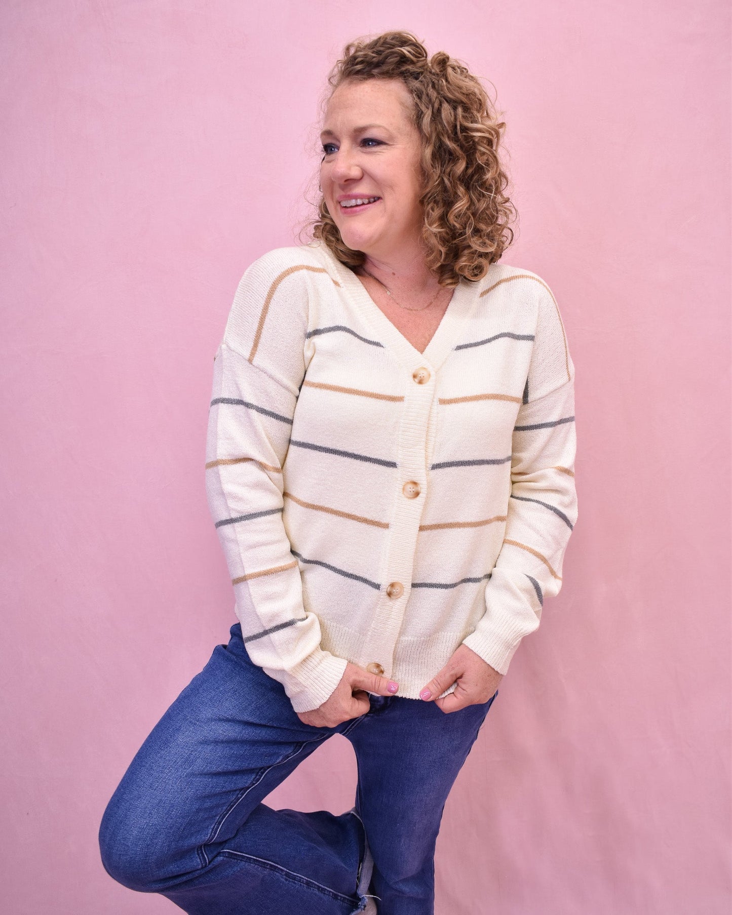 Latte Sippin' Striped Cardigan - The Southern Loft